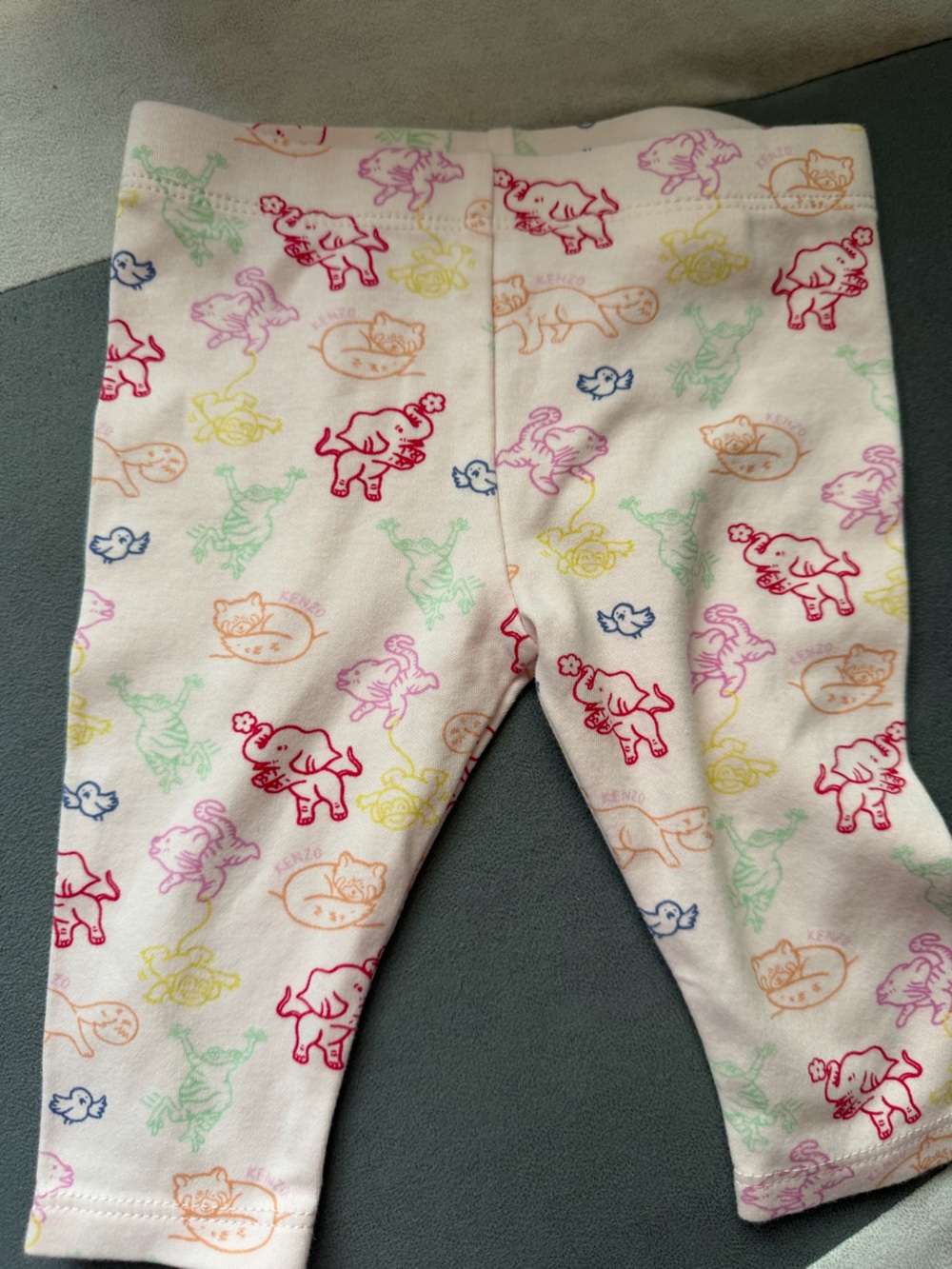 Kenzo Cream Leggings with Multicolor Animal Print
